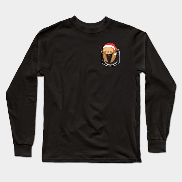 Sloth in a Pocket Xmas Black by Tobe Fonseca Long Sleeve T-Shirt by Tobe_Fonseca